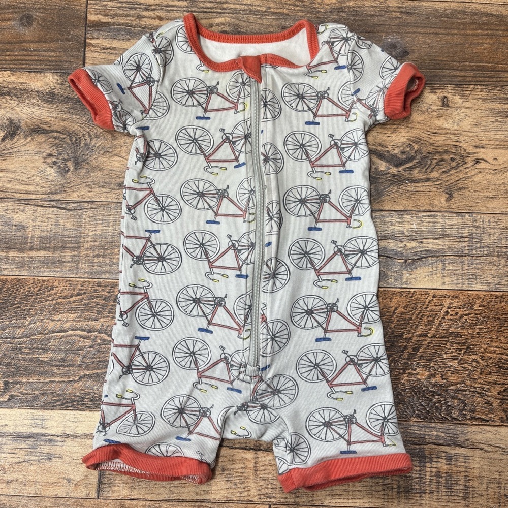 Tea Collection Shorts Romper‎ Baby Boy 9-12m Bicycle AOP Cotton Summer